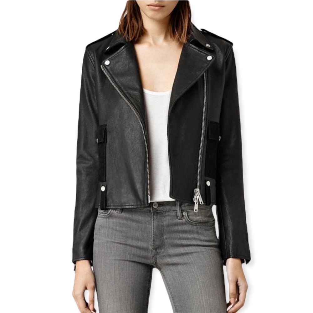 Allsaints Leather drew Biker Jacket moto 0 US